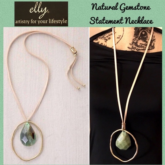 3-$20 Elly Natural Gemstone Suede Statement Necklace - Picture 1 of 4